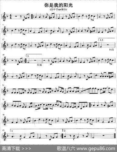 你是我的阳光（次中音Sax）
