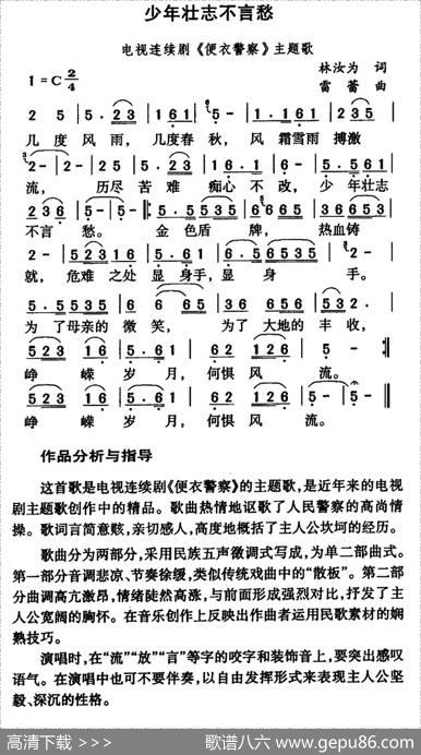 少年壮志不言愁（电视剧《便衣警察》主题歌） - 林汝为|雷蕾