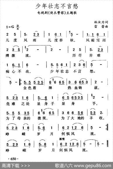少年壮志不言愁（电视剧《便衣警察》主题歌） - 林汝为|雷蕾