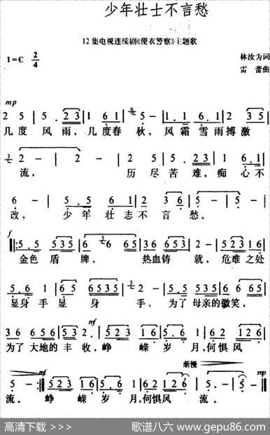 少年壮志不言愁（电视剧《便衣警察》主题歌） - 林汝为|雷蕾