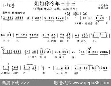 姐姐你今年三十三（《党的女儿》玉梅、二姐唱段） - 丁式平|时白林
