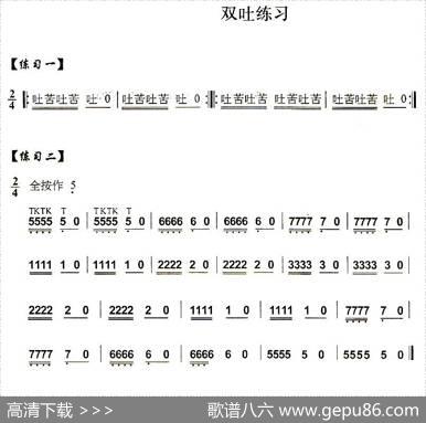 葫芦丝技巧练习之十：多吐音练习