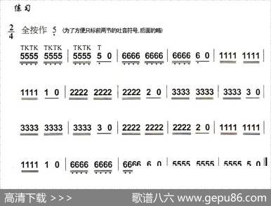葫芦丝技巧练习之十：多吐音练习