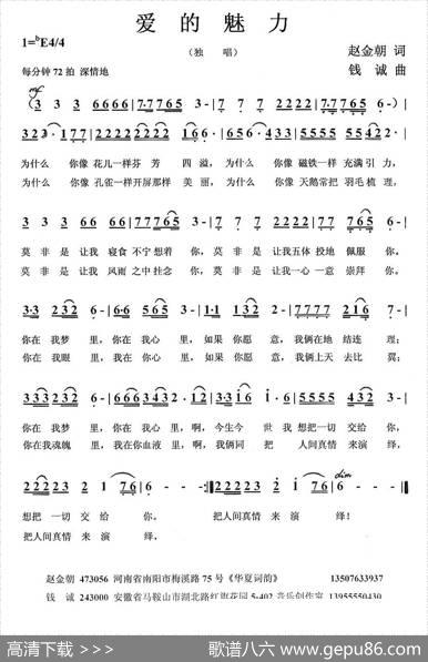 爱的魅力（赵金朝词钱诚曲） - 赵金朝|钱诚