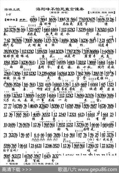 海刚峰不怕死直言谏奏（《海瑞上书》选段）