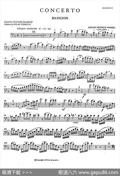 humel-CONCERTObassoon（胡梅尔-巴松协奏曲）|humel胡梅尔