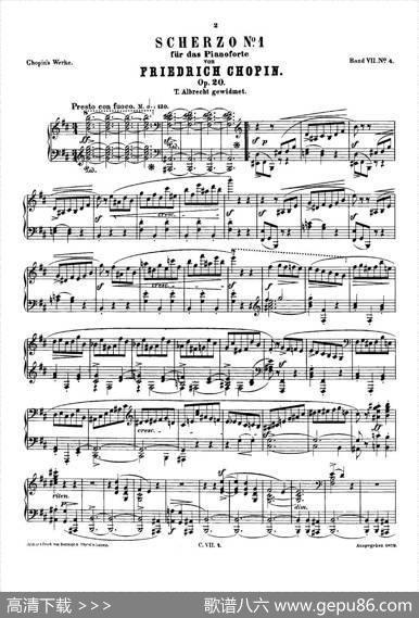 肖邦钢琴谐谑曲ChopinScherzo（No.1b小调，Op.20）
