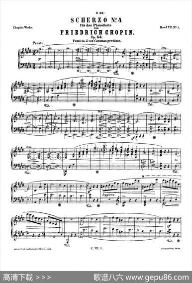 肖邦钢琴谐谑曲ChopinScherzo（No.4E大调，Op.54）