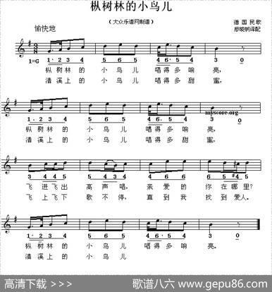 [德]枞树林的小鸟（线简谱混排版）|廖晓帆译配