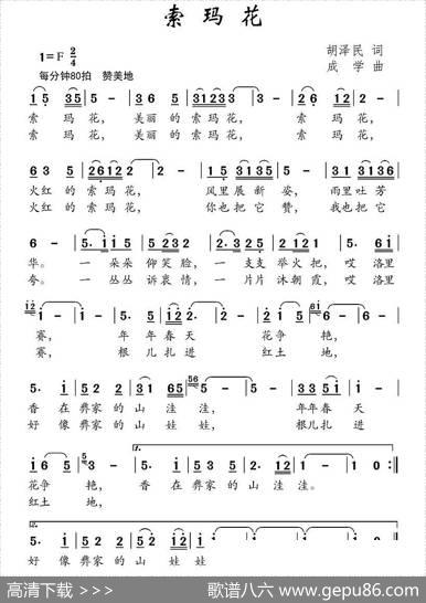 索玛花（胡泽民词成学曲） - 胡泽民|成学