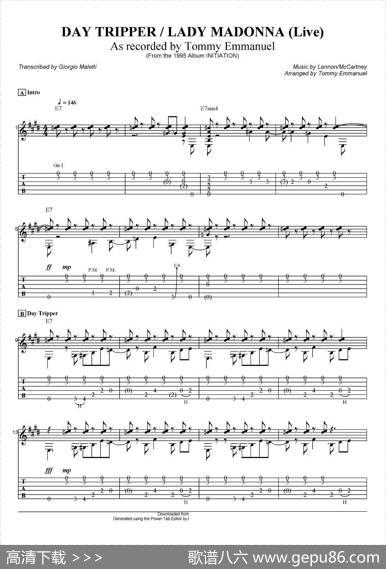 tommyemmanueldaytripperladymadonna（指弹吉他）|tommyemmanuel