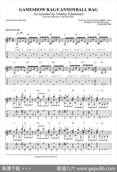 tommyemmanuel：gameshowragcannonballrag（指弹吉他）|tommyemmanuel