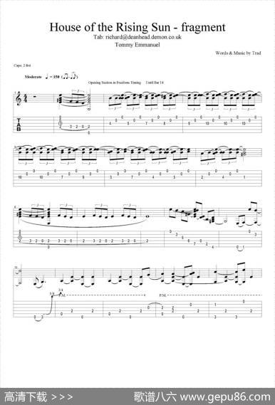 tommyemmanuel：houseoftherisingsunfragment（指弹吉他）
