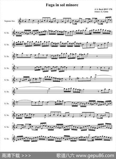 Fugainsolminore（四重奏之高音萨克斯分谱）|J·S·巴赫