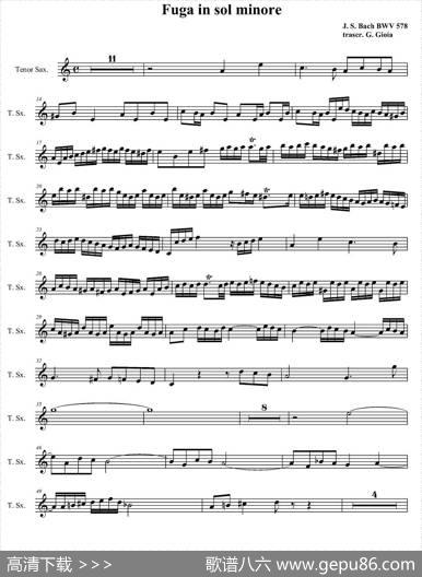 Fugainsolminore（四重奏之次中音萨克斯分谱）|J·S·巴赫