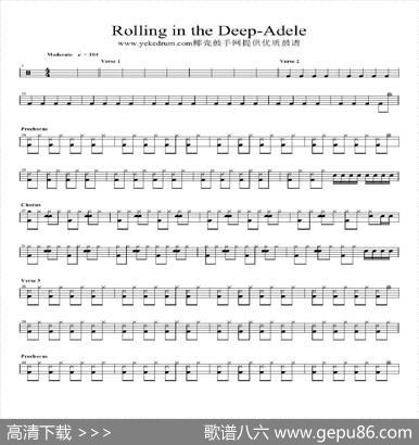 rollinginthedeep（架子鼓谱）