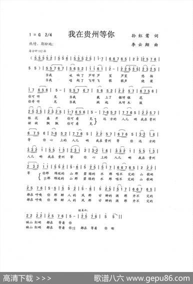 我在贵州等你（孙红莺词李云翔曲） - 孙红莺|李云翔