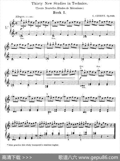 Czerny-30NewStudies-1（车尔尼Op849-30首练习曲）|Czerny