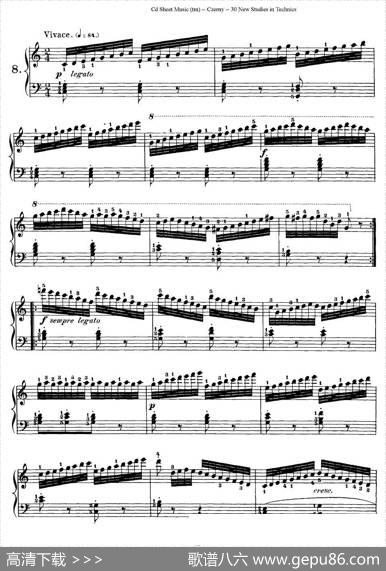 Czerny-30NewStudies-8（车尔尼Op849-30首练习曲）|Czerny