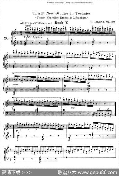 Czerny-30NewStudies-20（车尔尼Op849-30首练习曲）