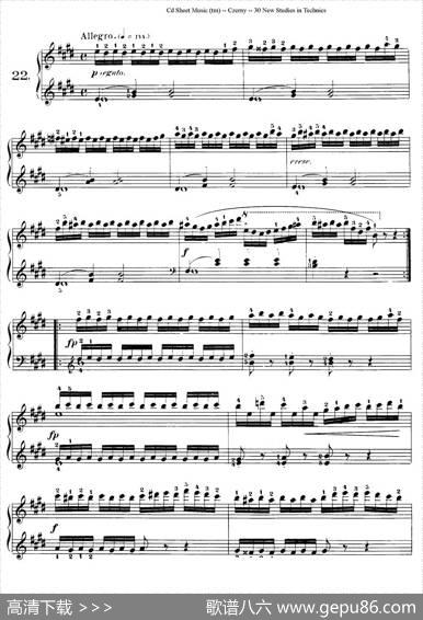 Czerny-30NewStudies-22（车尔尼Op849-30首练习曲）|Czerny