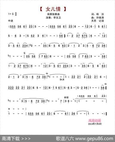 女儿情（南箫独奏曲） - 杨洁|许镜清
