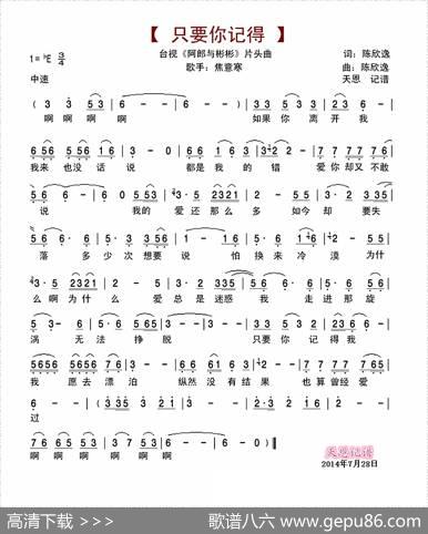 只要你记得（台视《阿郎与彬彬》片头曲） - 陈欣逸|陈欣逸