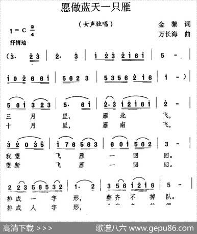 愿做蓝天一只雁 - 金黎|万长海