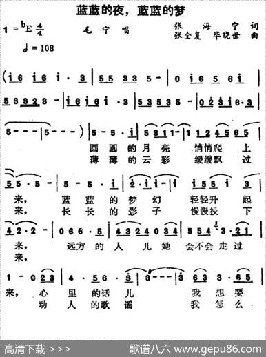 蓝蓝的夜，蓝蓝的梦 - 张海宁|张全复、毕晓世