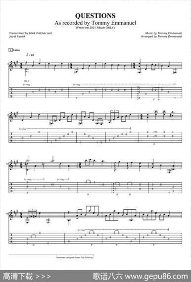 tommyemmanuel：questions（指弹吉它）