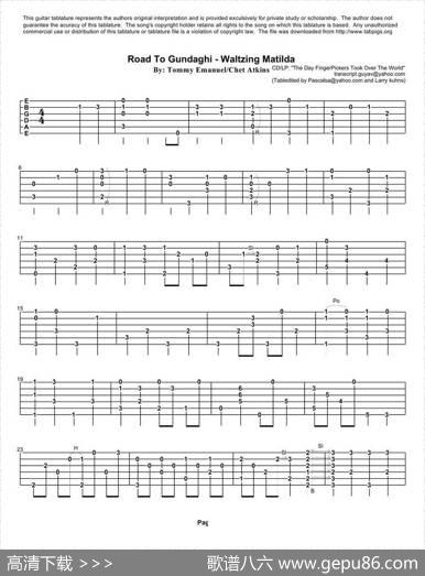 tommyemmanuel：roadtogundaghiwaltzingmatilda（指弹吉它）