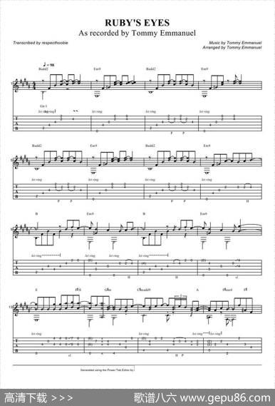 tommyemmanuel：rubyseyes（指弹吉它）