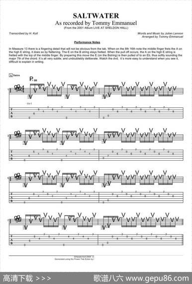 tommyemmanuel：saltwater（指弹吉它）