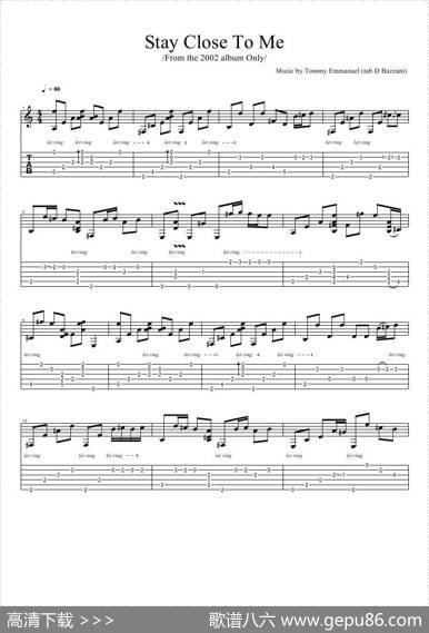tommyemmanuel：stayclosetome（指弹吉它）