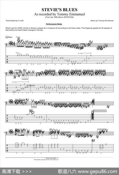 tommyemmanuel：steviesblues（指弹吉它）