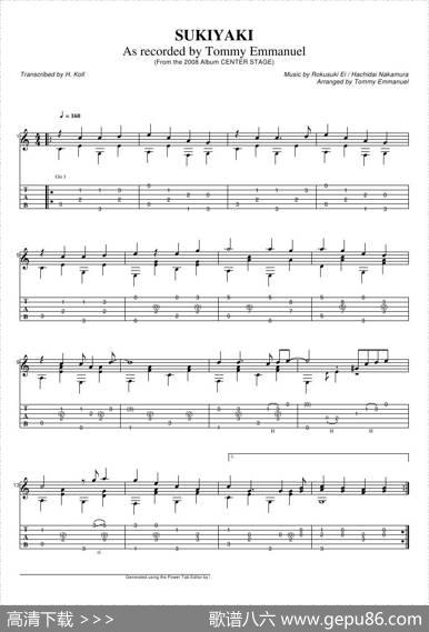 tommyemmanuel：sukiyaki2（指弹吉它）