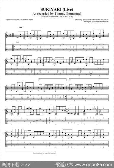 tommyemmanuel：sukiyaki（指弹吉它）