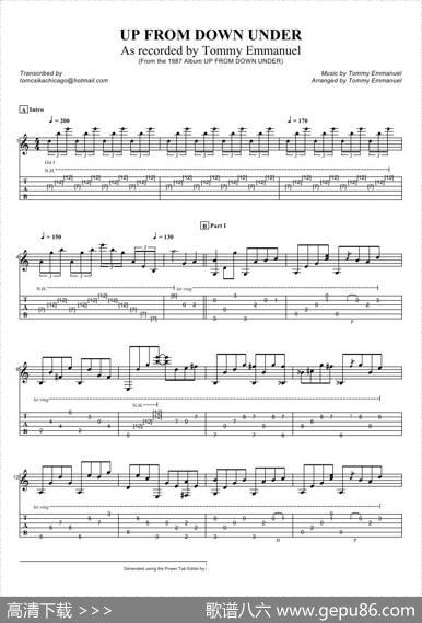 tommyemmanuel：upfromdownunder（指弹吉它）