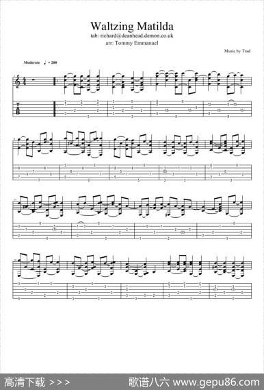 tommyemmanuel：waltzingmatilda（指弹吉它）