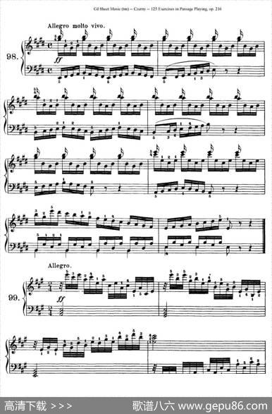 125ExercisesinPassagePlayingOp.261（车尔尼125首钢琴短乐句练习曲（95——111））|车尔尼