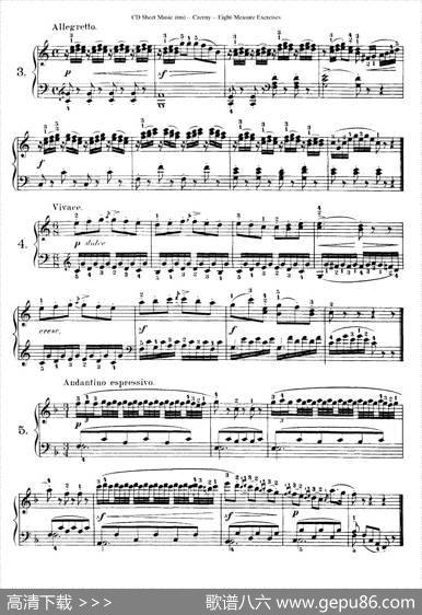 160Eight-MeasureExercises.Op.821（车尔尼160首钢琴八小节练习曲（1——18））|车尔尼