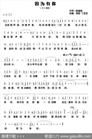 因为有你（陈道斌词李勋丁豆豆改编曲） - 陈道斌|李勋丁豆豆改编