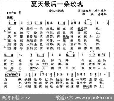 [爱尔兰]夏天最后一朵玫瑰|邓映易译配