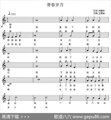 青春岁月（五线谱） - 米鹏华|王晨溢