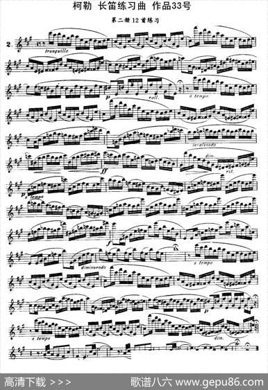 柯勒长笛练习曲作品33号（第二册）（2）|埃内斯托·柯勒（ERNESTOKOEHLER）
