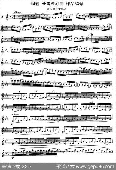 柯勒长笛练习曲作品33号（第三册）（6）|埃内斯托·柯勒（ERNESTOKOEHLER）