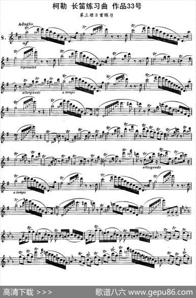 柯勒长笛练习曲作品33号（第三册）（8）|埃内斯托·柯勒（ERNESTOKOEHLER）