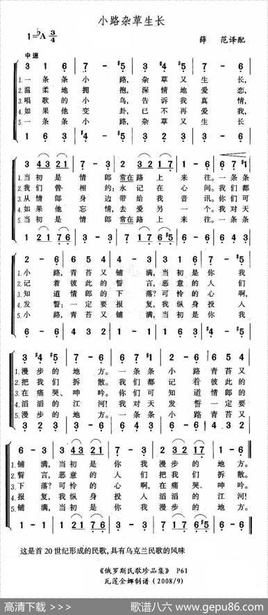 小路杂草生长（俄）