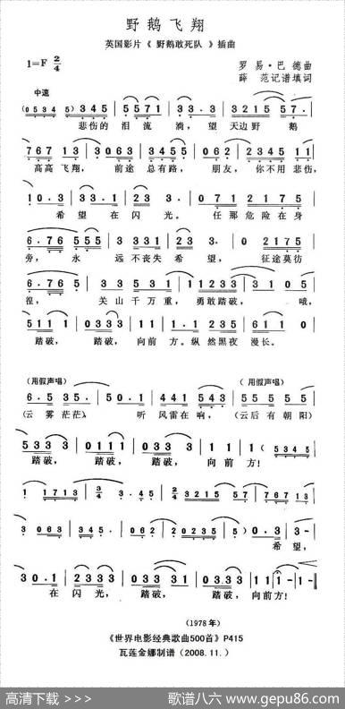 [英]野鹅飞翔|薛范译配
