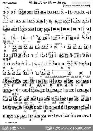 誓把反动派一扫光（《智取威虎山》选段、琴谱）